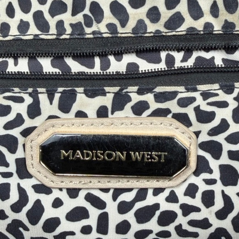 Madison West Beige Vegan Leather Satchel Braided Handle Crossbody Bag Nude‎ - Picture 5 of 9